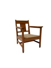 Art Deco Modernist Club Chair with Rush Seat, 1920s